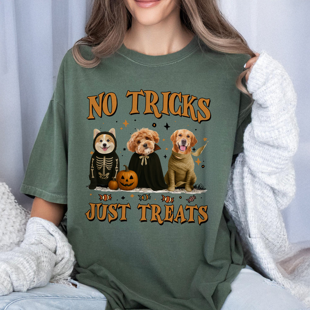 Custom Photo No Tricks Just Treats Halloween Comfort Shirt For Dog Lover TH10 896127