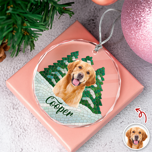 Custom Photo Dog Mosaic Style Glass Ornament Christmas Gift LM32 895047