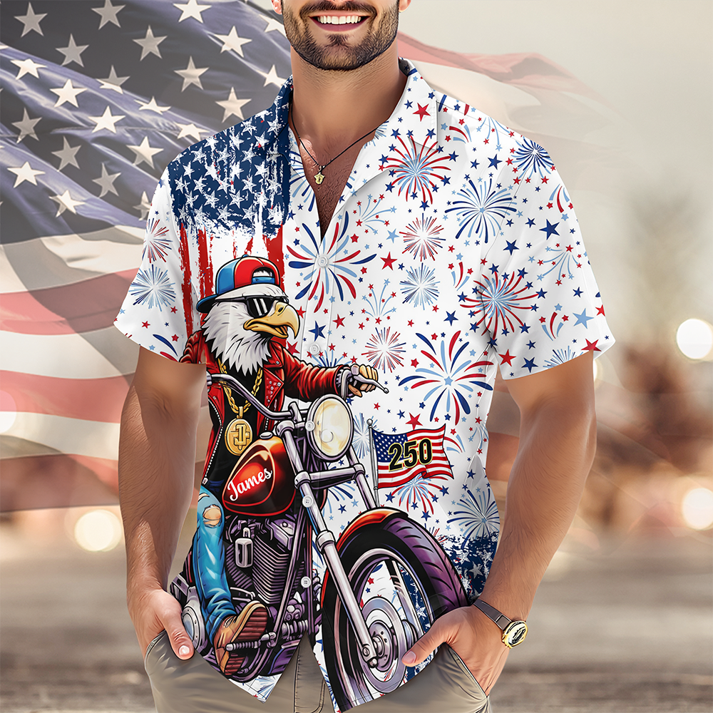 Personalized Name Eagle US Flag Hawaii Shirt HA75 920892