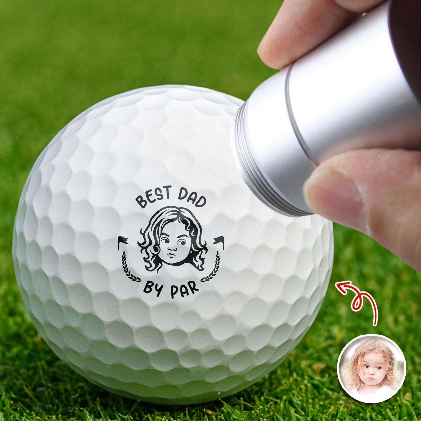 Custom Photo Best Dad By Par Golf Ball Stamp Box Gift for Golfer, Golf Ball Marker HA75 898518
