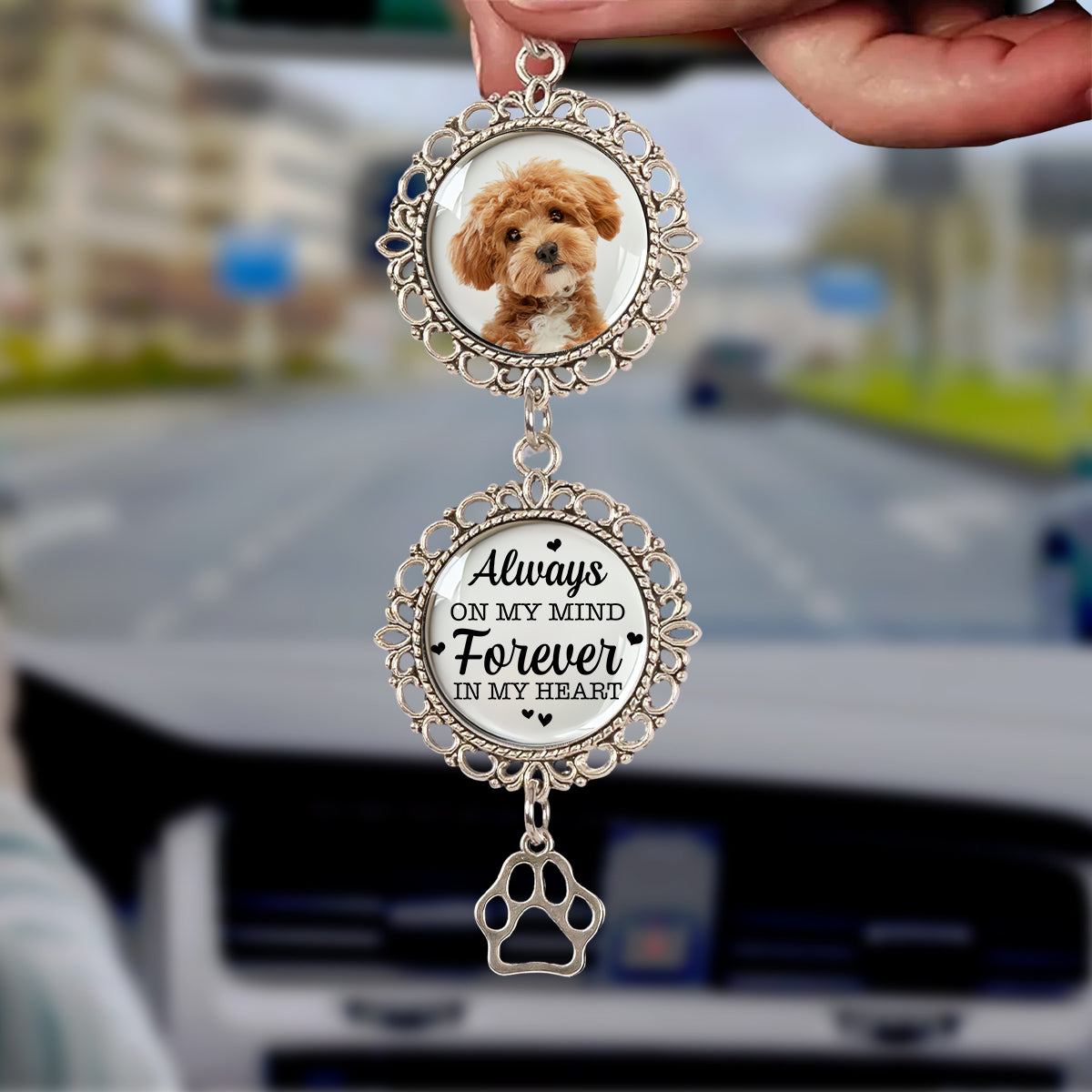 Custom Photo Always On My Mind For Pet Memorial Car Hanging Ornament With Charm TH10 892459