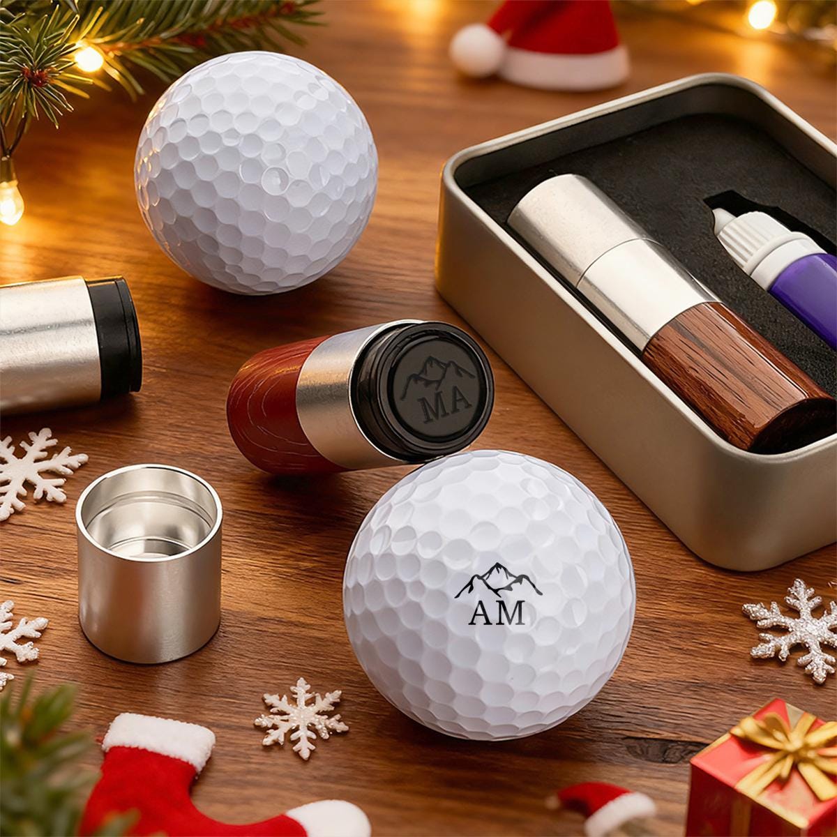 Customized Christmas Golf Ball Stamp Box, Golf Club Gift, Golf Lovers Gift CH07 899144
