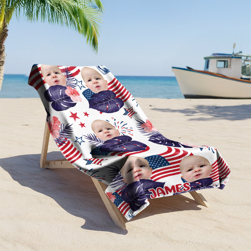 Custom Independence Day Photo Beach Towel CH07 895800