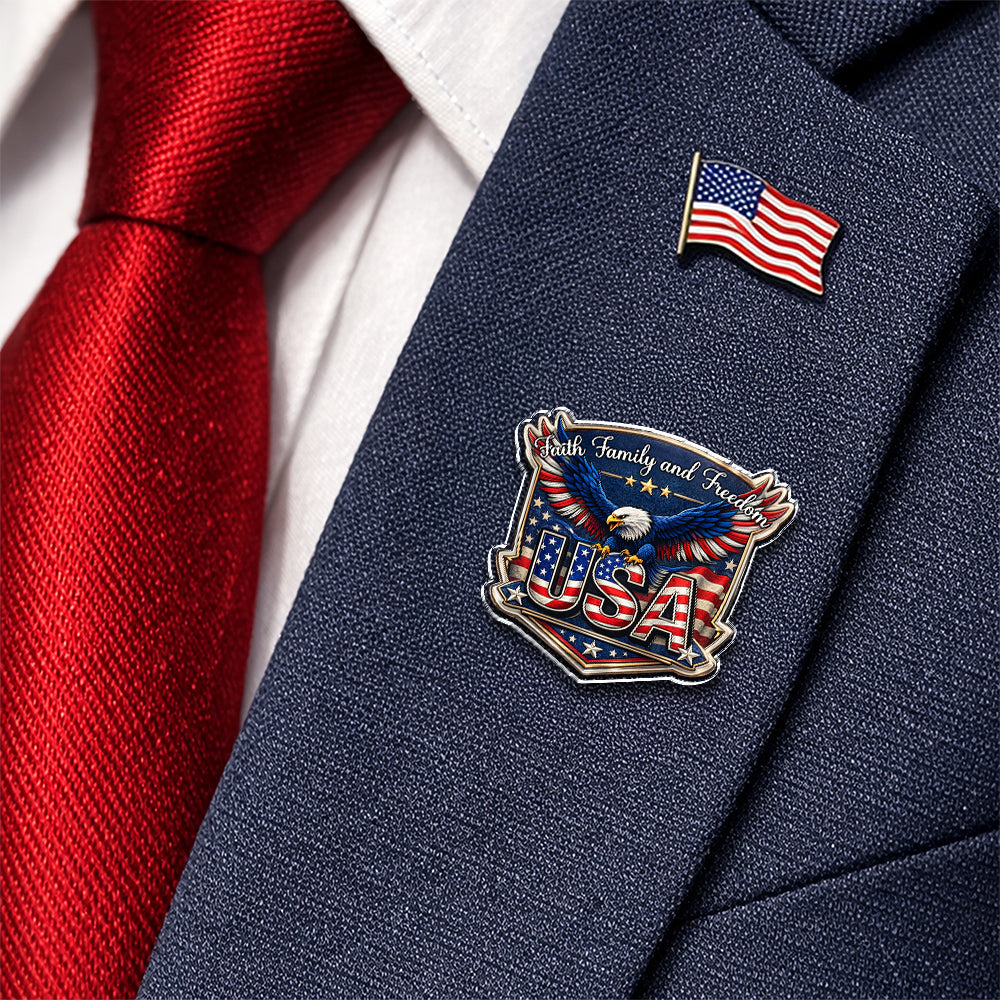 Faith, Family & Freedom 250th Anniversary of America Eagle Acrylic Pin CH07 911070