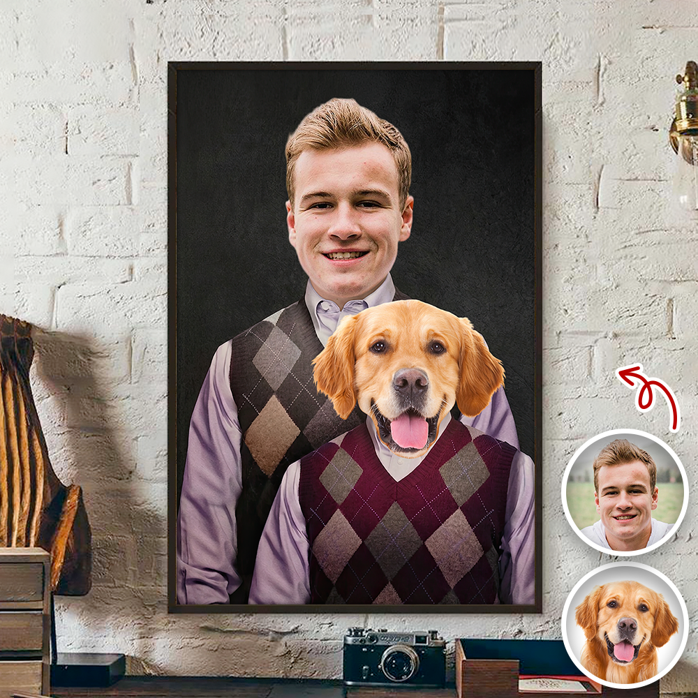Custom Photo Step Brothers Poster Canvas - Personalized Dog and Owner Portrait TH10 169893