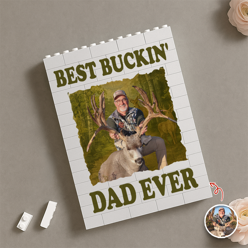 Custom Photo Hunting Dad Buckin' Dad Ever Building Brick Blocks LM32 669113