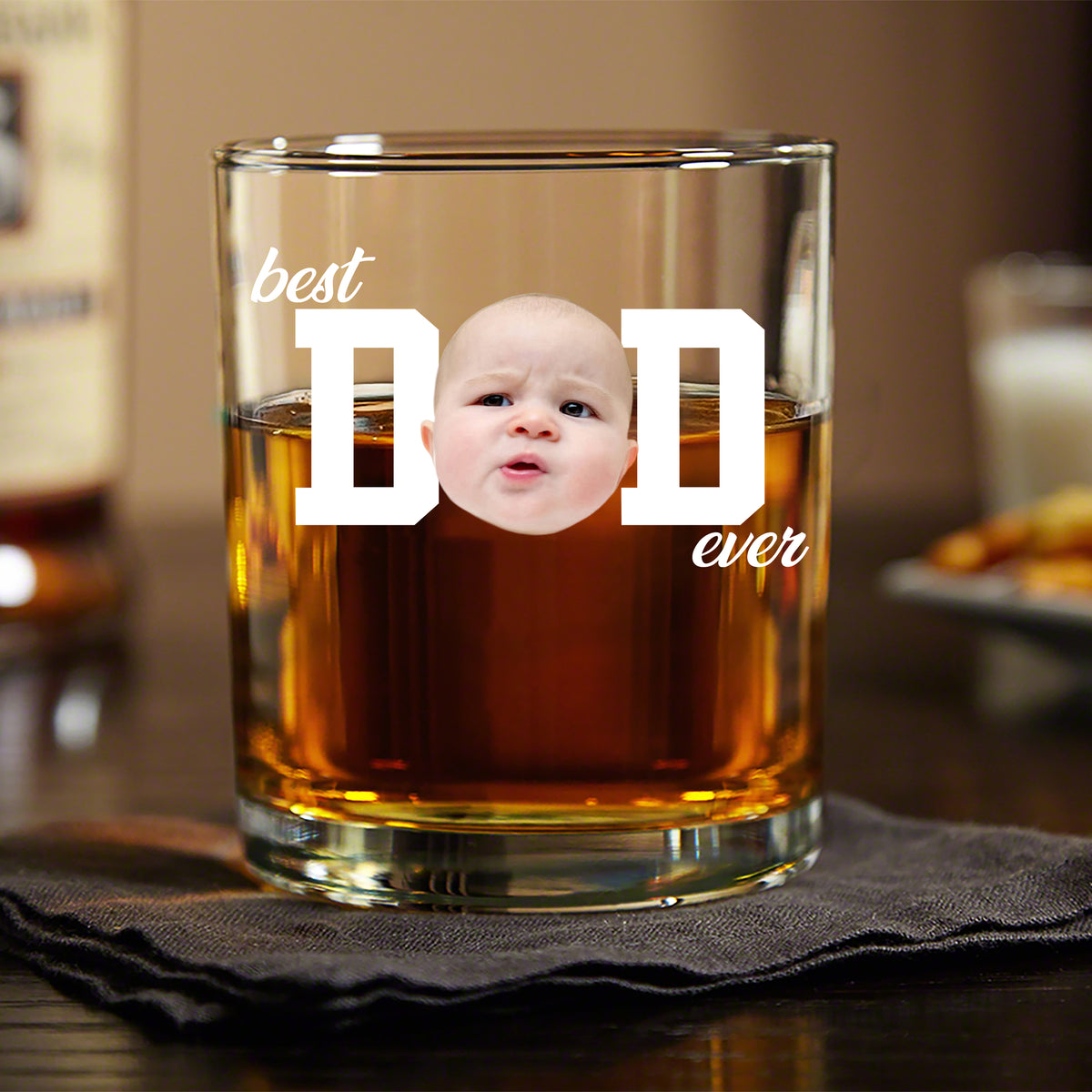 Custom Funny Face Best Dad Ever Whiskey Glass - Gift For Father's Day LM32 668979