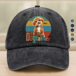 Custom Pet Photo The Dog Cat Father Washed Denim Baseball Cap For Dog And Cat Lovers HO82 894442