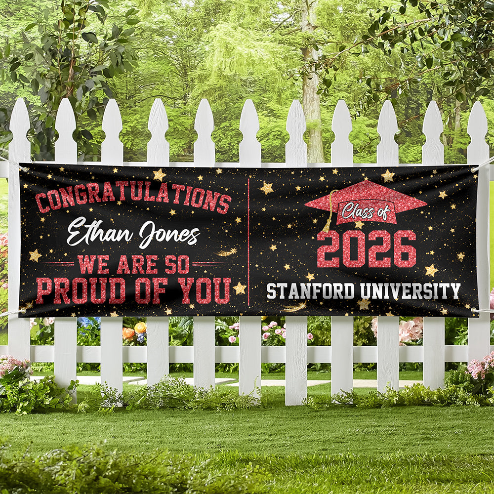 Custom Name We Are So Proud  Of You Banner 2026 Graduation Gift TH10 898773
