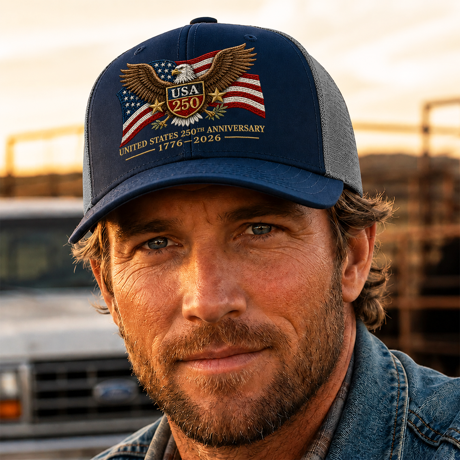 USA 250th Anniversary 1776-2026 Embroidered Trucker Hat CH07 911946