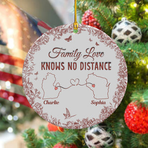 Family Love Knows No Distance Toile De Jouy Style Personalized 3D Inflated Effect Ceramic Ornament HO82 894746