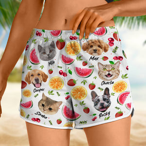 Custom Cute Pet Face Watercolor Tropical Summery Women's Beach Short CH07 896038
