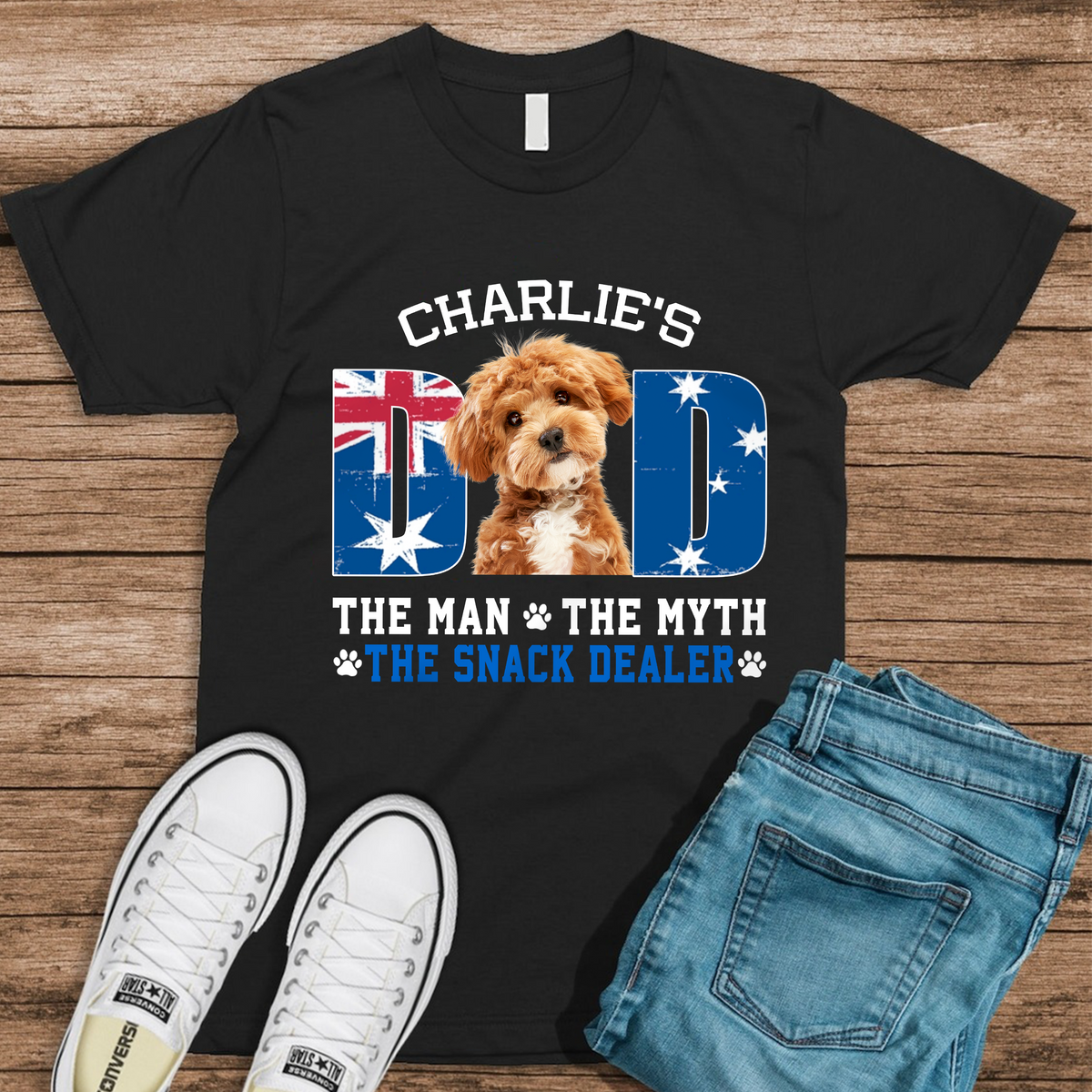 Custom Photo Dog - Dog's Dad The Man The Myth The Dealer Australia Flag Dad Shirt HA75 892880