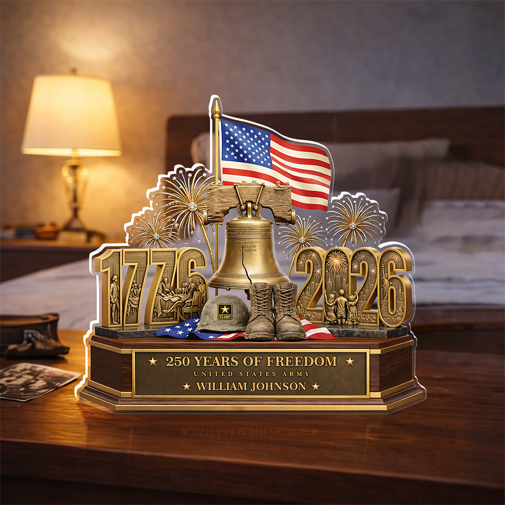 Personalized 250 Years Of Freedom 1776–2026 Acrylic Block Plaque - Veteran Gift, Patriotic Military Memorial Decor HO82 901900