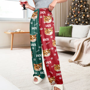 Custom Cat Face Photo Color Split Sweatpants Gift For Christmas HO82 900388