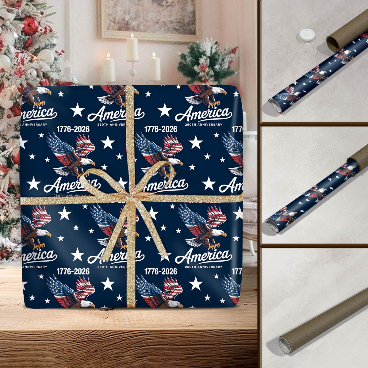 Celebrate 250 Years of America USA Anniversary 1776-2026 Wrapping Paper HO82 900606