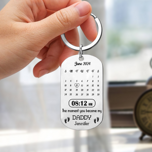 Custom Photo Memory Calendar The Day You Became My Daddy Metal Keychain LM32 893223
