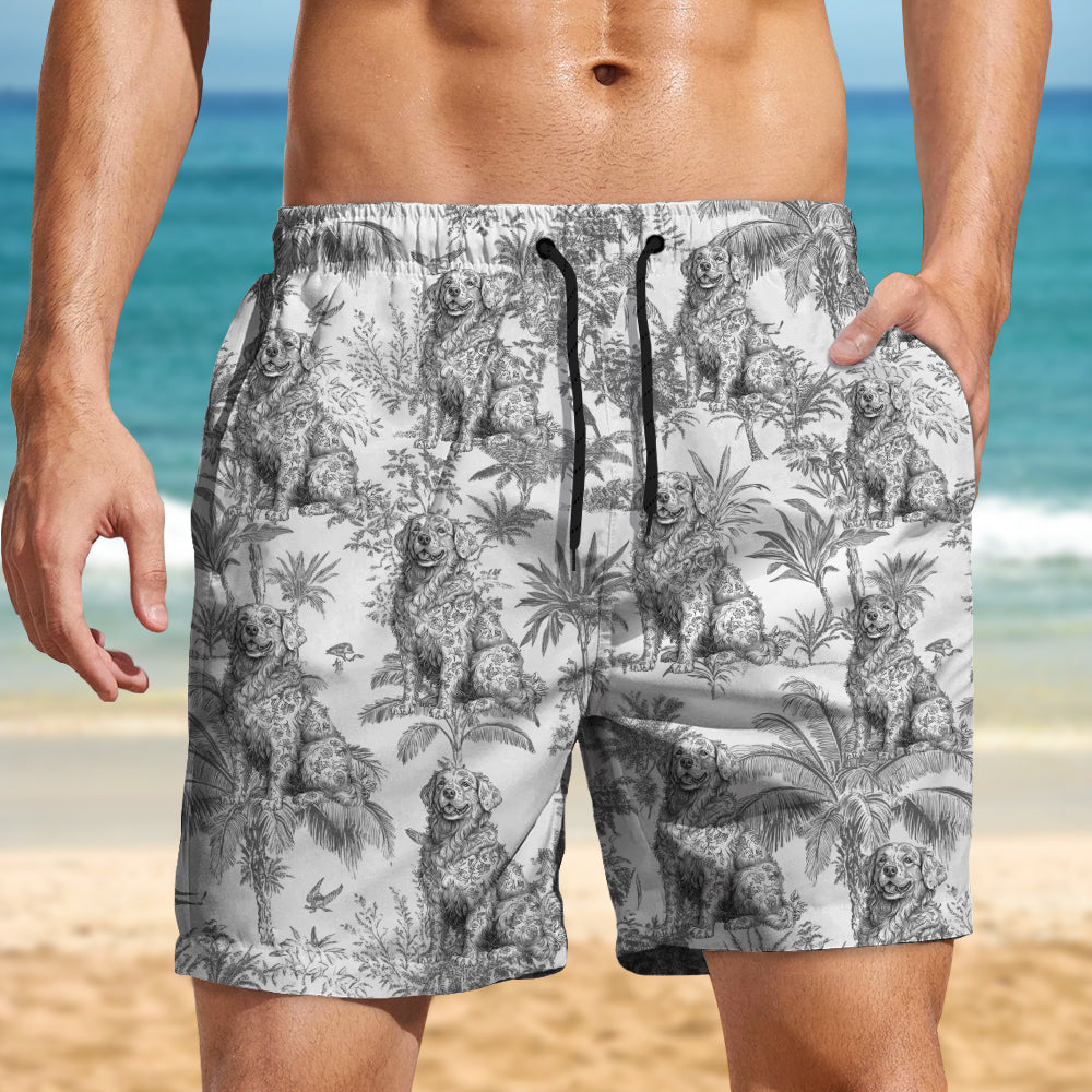 Custom Dog Breeds Chinoiserie Toile De Jouy Style Personalized Beach Short HA75 892548