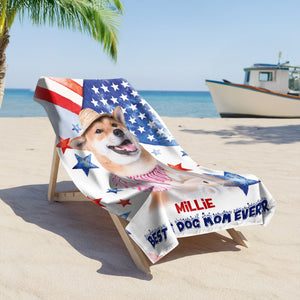 Custom Photo Best Dog Dad Mom Ever Beach Towel Summer Gift For Dog Lovers Cat Lovers CH07 895798
