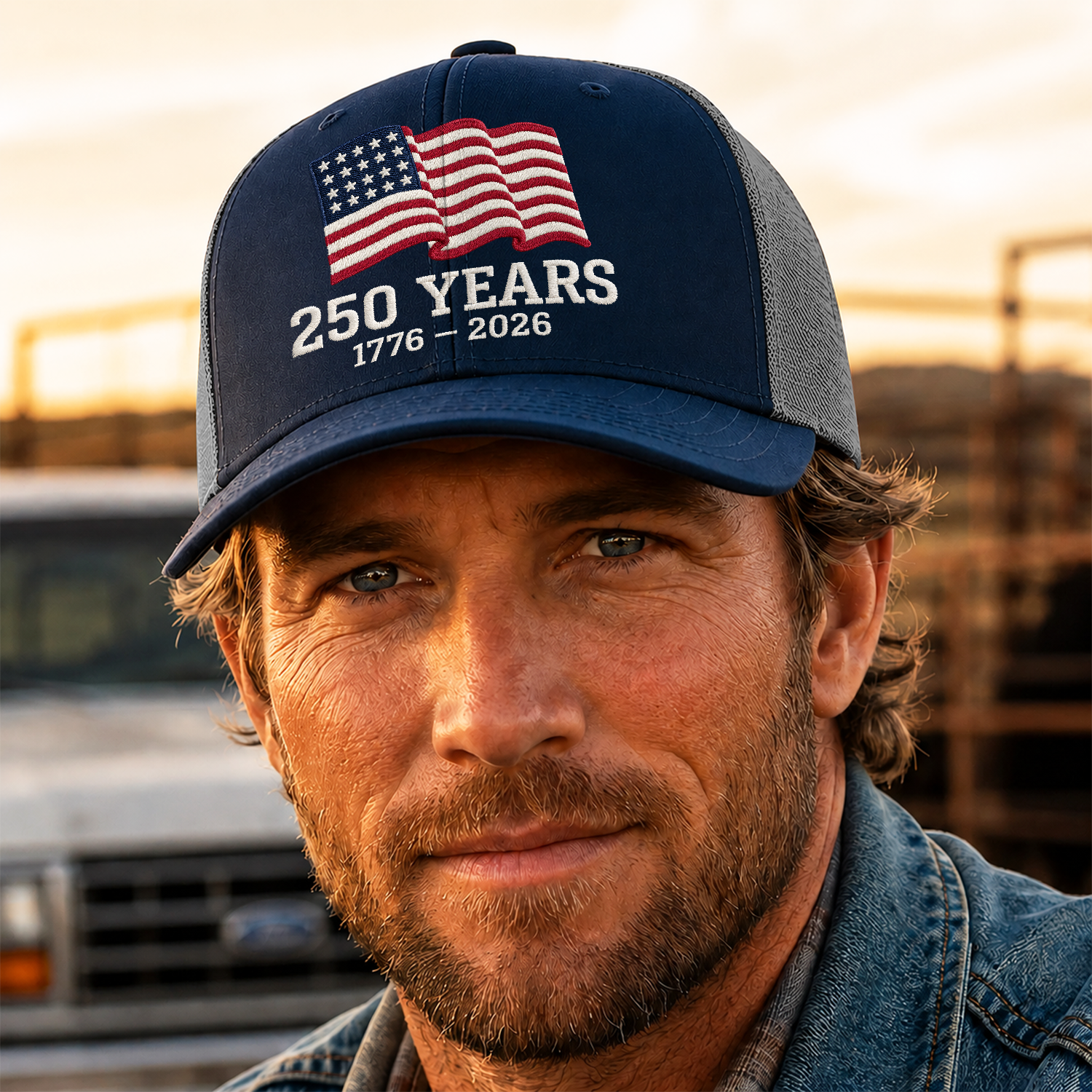 America Flag 250 Years Anniversary  1776-2026 Embroidered Trucker Hat CH07 911912