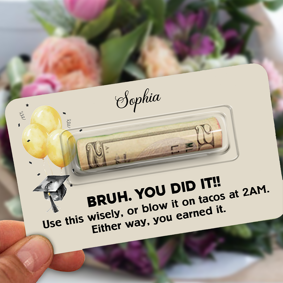 Custom Name Funny Graduation Money Card Holder - Personalized Class of 2026 Cash Gift Holder CH07 895582