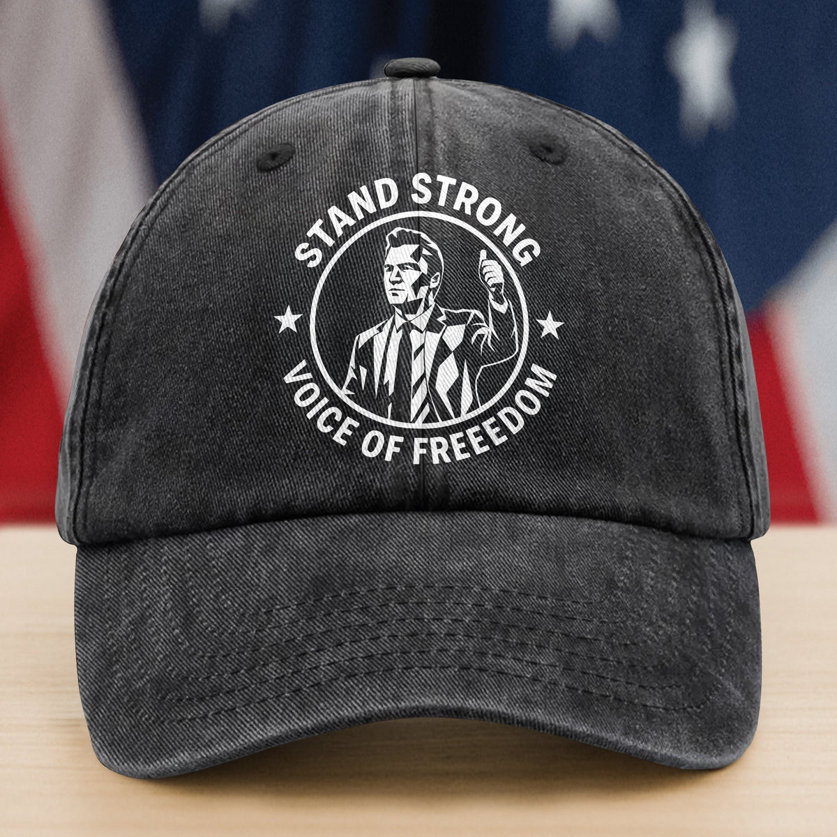Stand Strong Charlie Kirk - Voice Of Freedom Washed Denim Baseball Cap LM32 65533