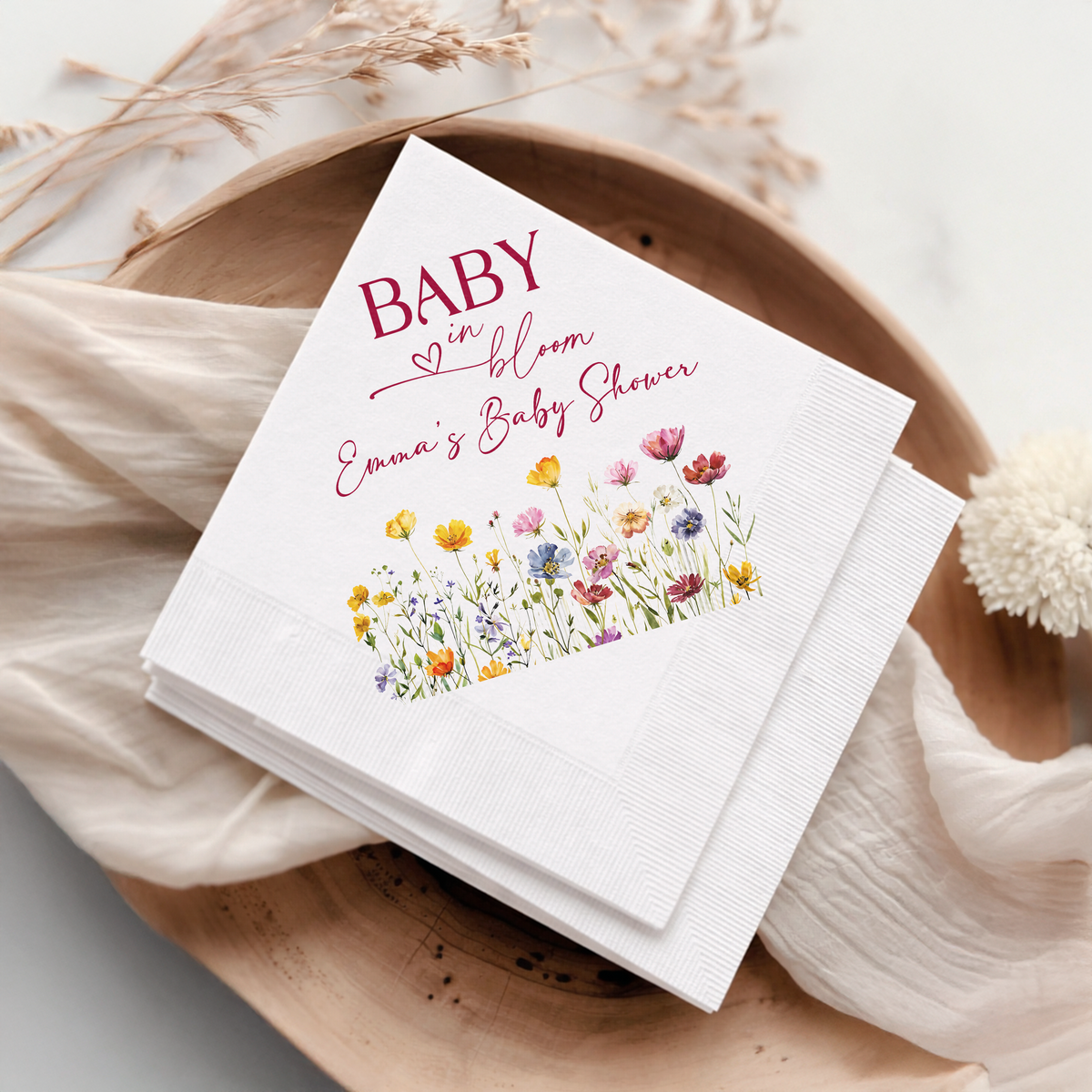 Custom Name Baby In Bloom Baby Shower Napkins CH07 911324