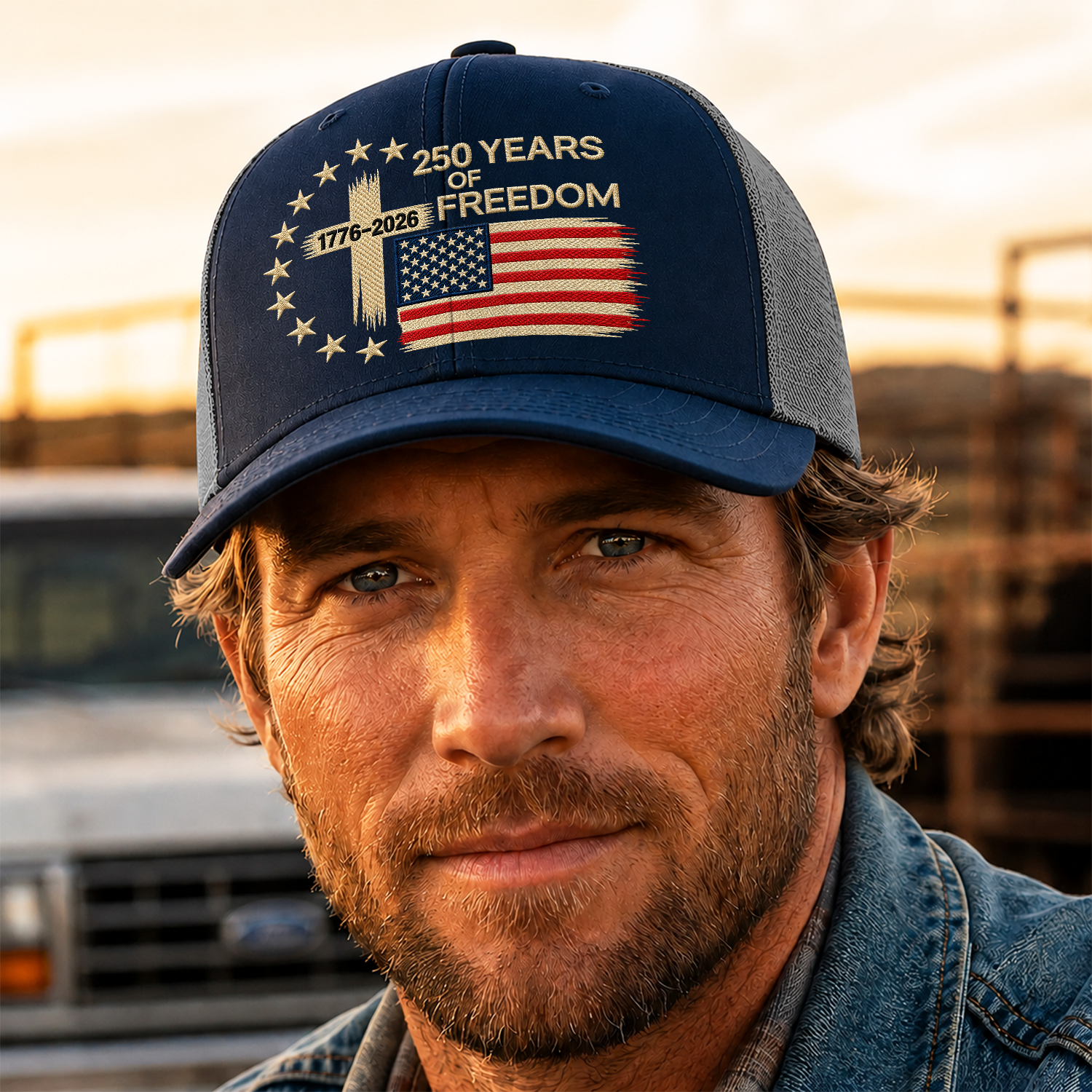 US 250 Years Freedoms 1776-2026 250th Birthday Trucker Hat HA75 921672