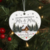 Custom Name Winter Cabin Our First Christmas As Mr & Mrs Married Ceramic Ornament, Newlywed Gift LM32 669871