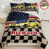 Personalized Racing Photo Checkered Flag Bedding Set Gift For Car Lovers CH07 899918