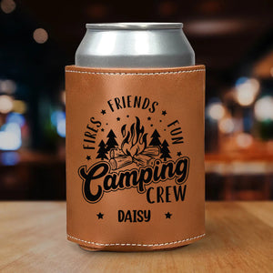 Personalized Fires - Friends - Fun - Camping Crews Leather Can Cooler Holder HA75 897038