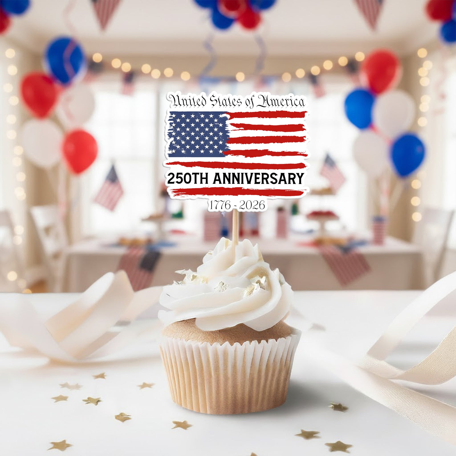 USA 250th Anniversary 1776–2026 Cupcake Topper HA75 898838