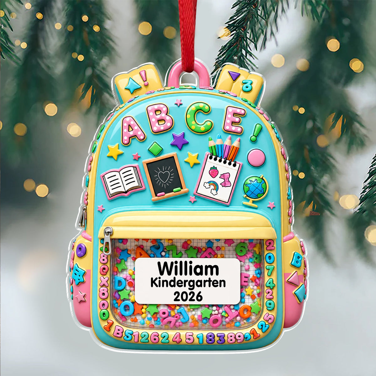 Personalized Name Kids School Backpack Acrylic Ornament Christmas Decor HA75 921886