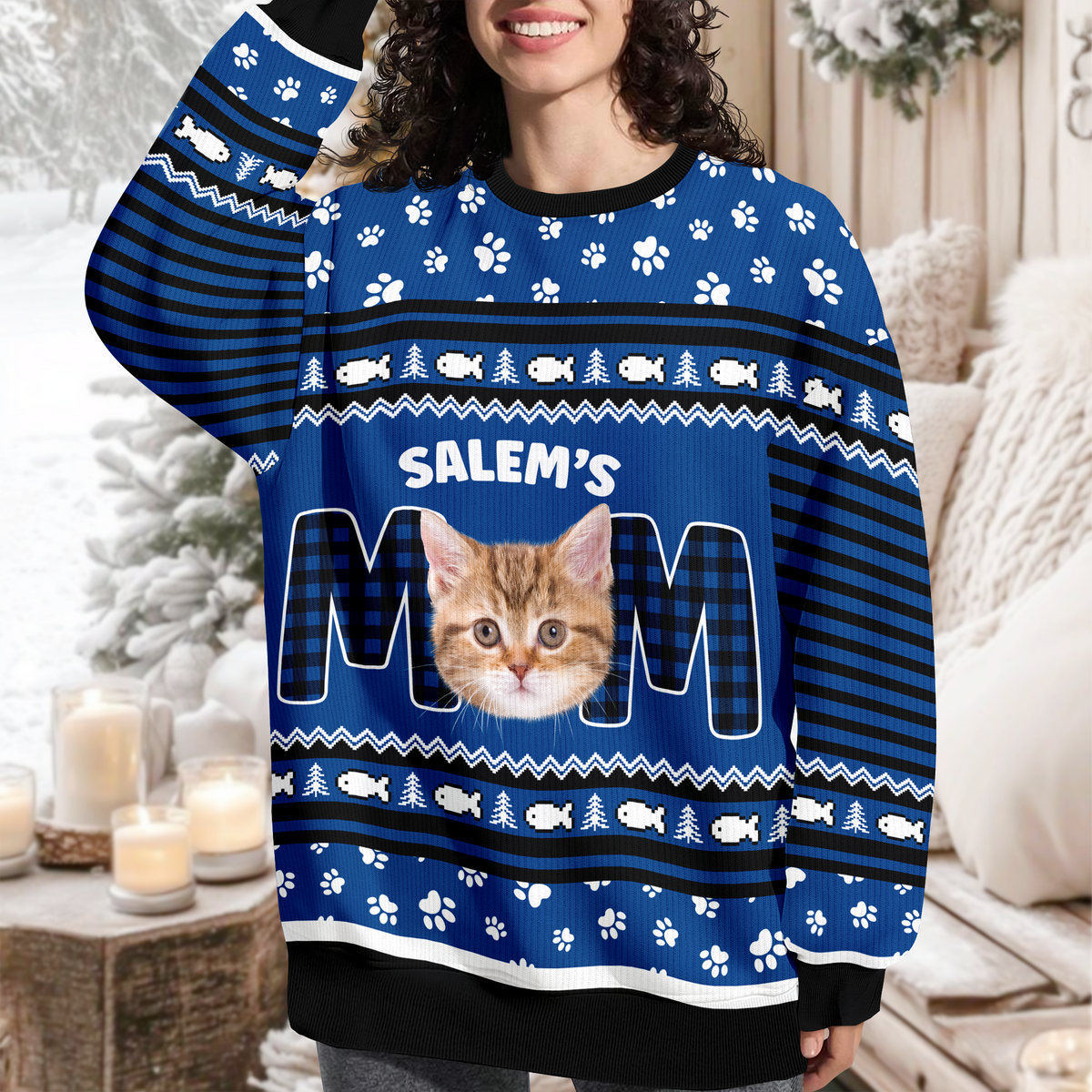 Custom Photo Cat Mom Cat Dad Ugly Sweater Christmas Gift HA75 897610