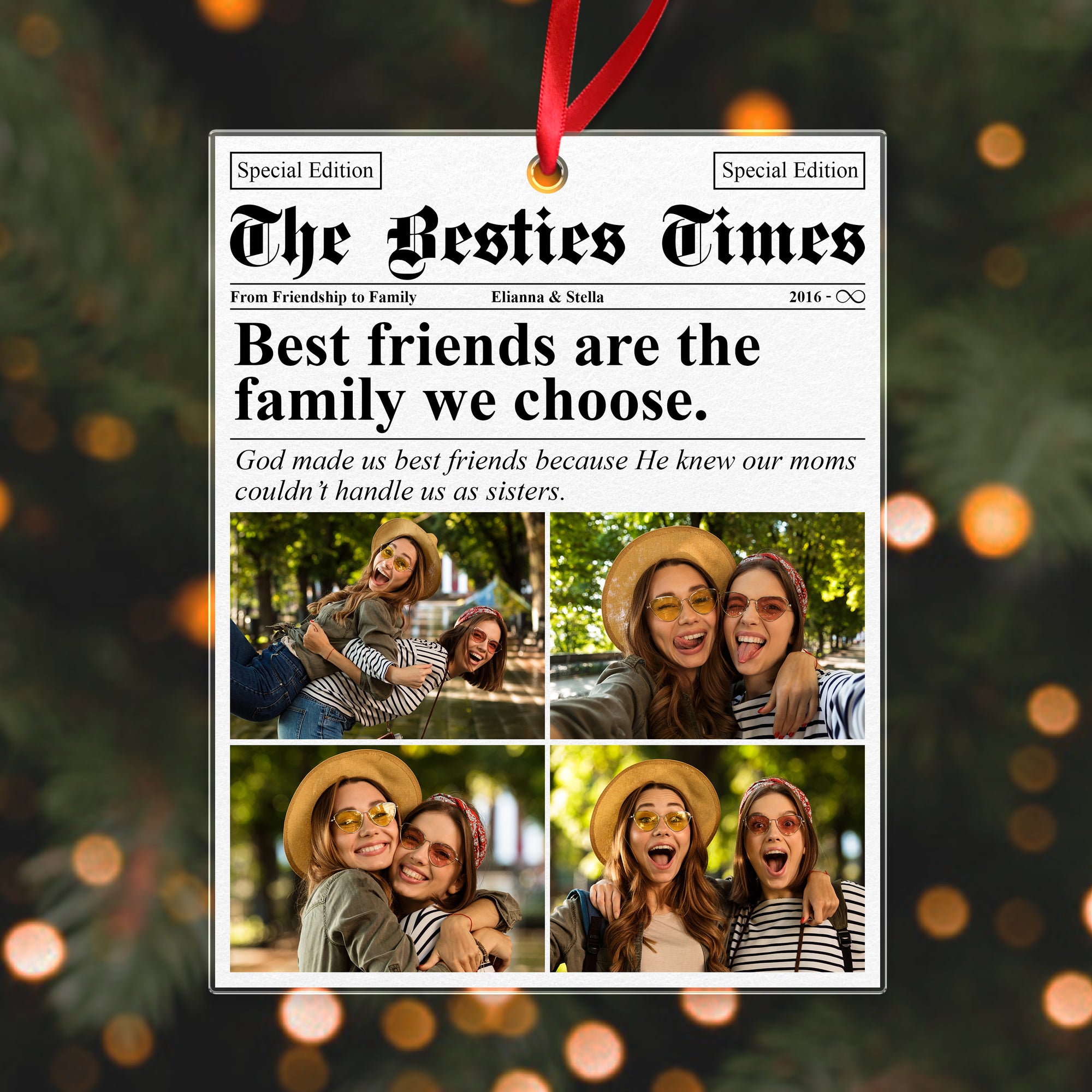 Custom Photo Friendship Gifts Newspaper Besties Acrylic Ornament HO82 N304 893320