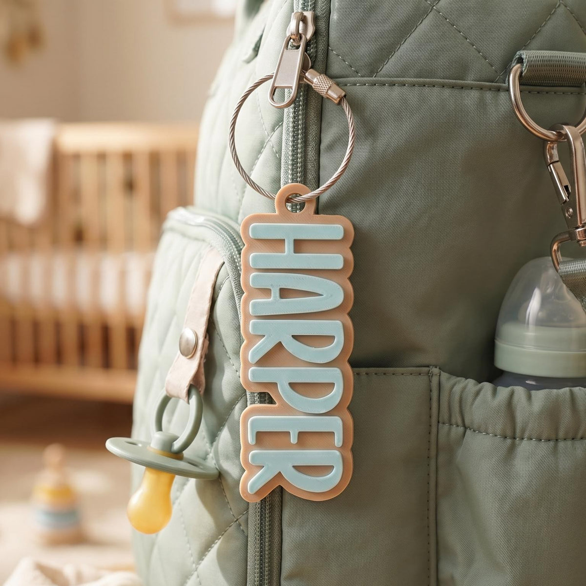 Custom Name Keychain Diaper Bag Tag, Label Bag Charm Kids Keychain LM32 669539
