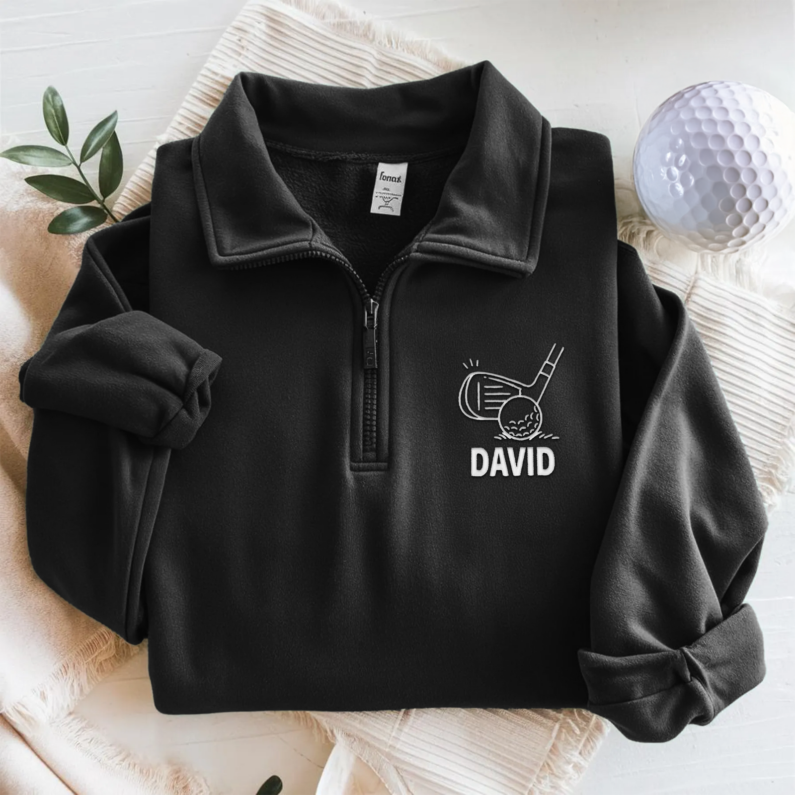 Custom Golf Player Name Embroidered Golf Quarter Zip Sweater For Golf Coach, Golf Team, Golfers CH07 910008
