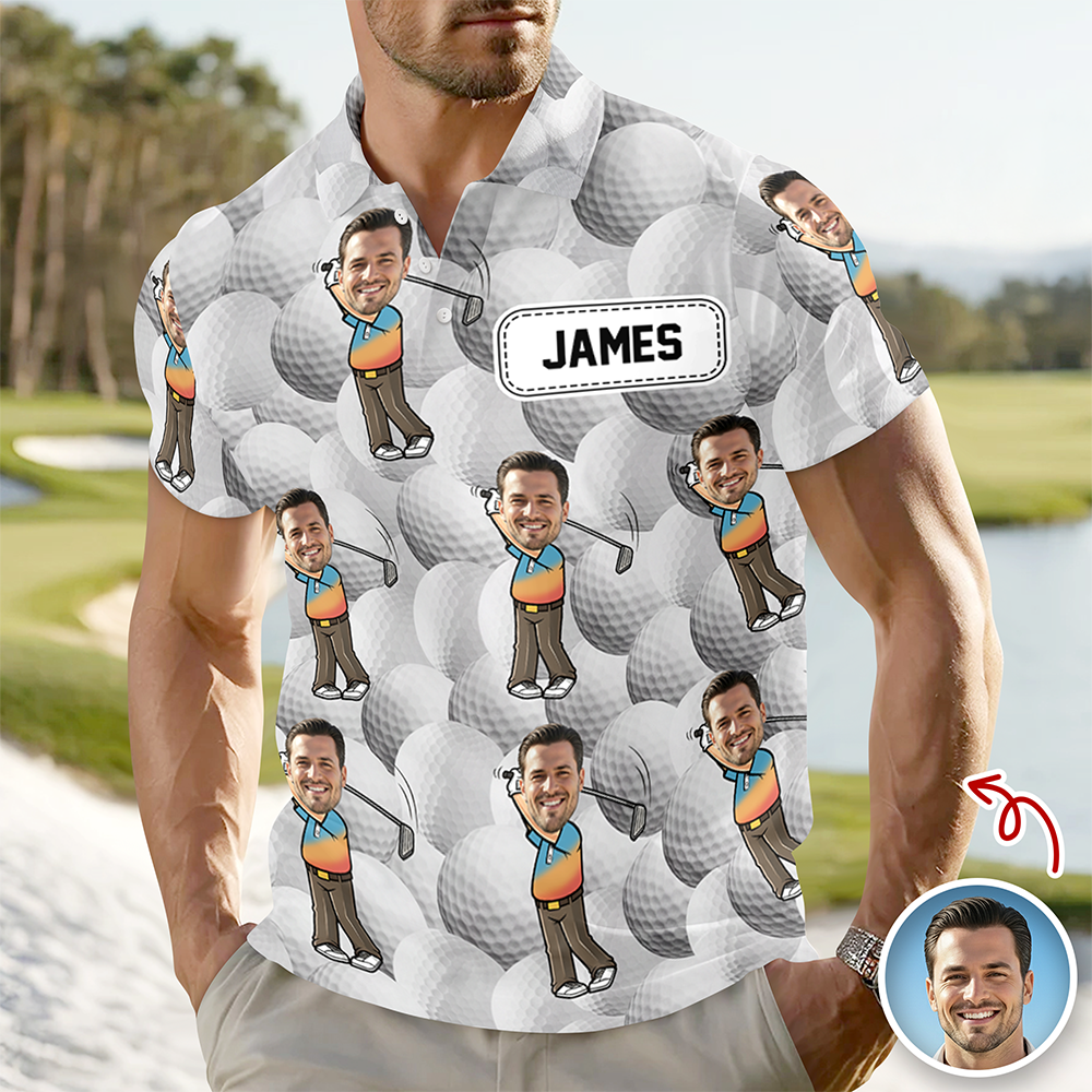 Custom Funny Face Photo Golf Polo Shirt Gift For Golfer, Golf Lovers LM32 897649