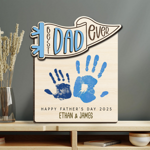 Personalized Hands Down Best Dad Ever 2-Layered Wooden Plaque With Stand TH10 892985