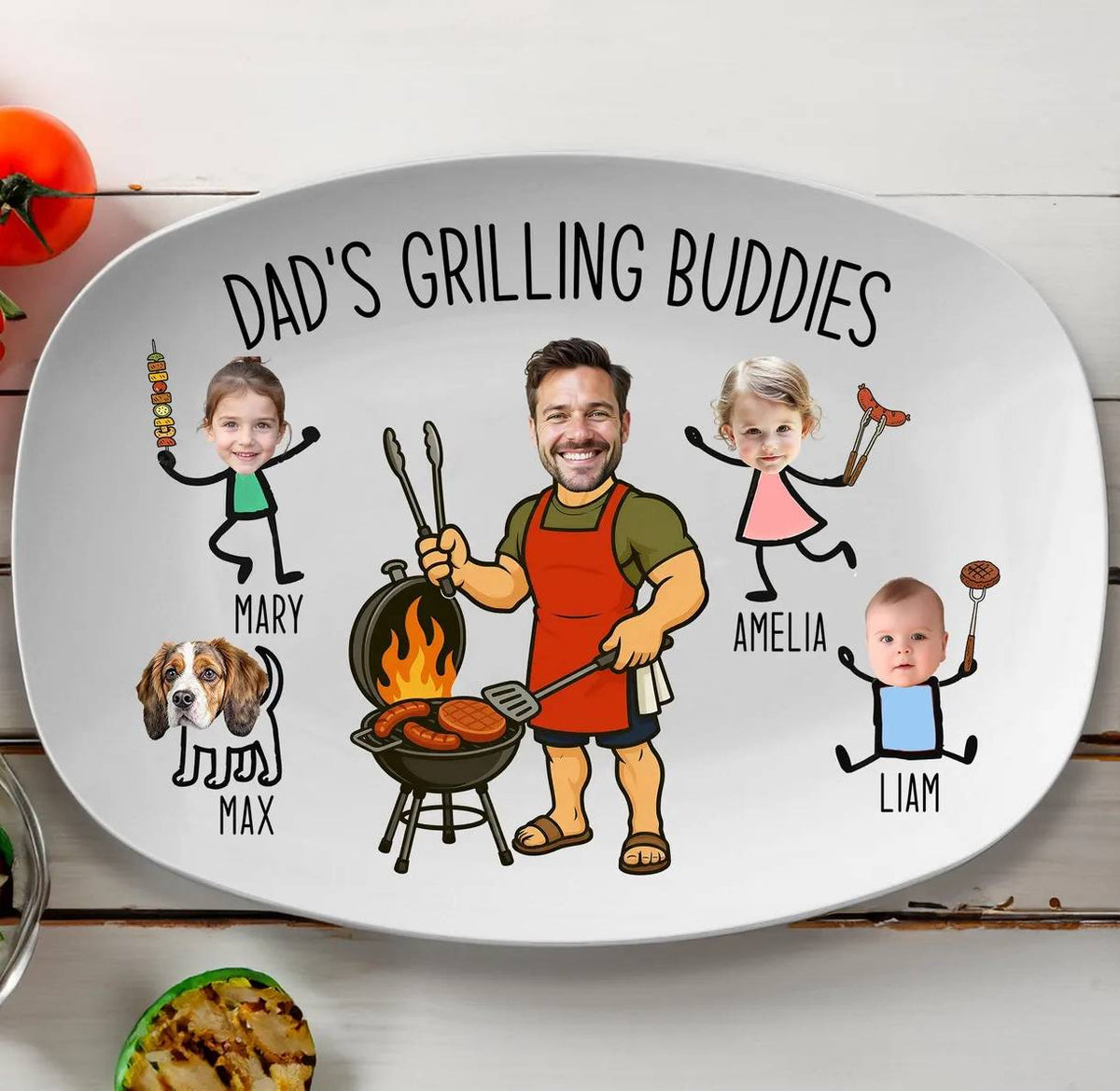 Personalized Dad Grilling Buddies Grilling Platter, Personalized BBQ Tray -  BBQ Gift For Dad, Father's Day Gifts HO82 902566