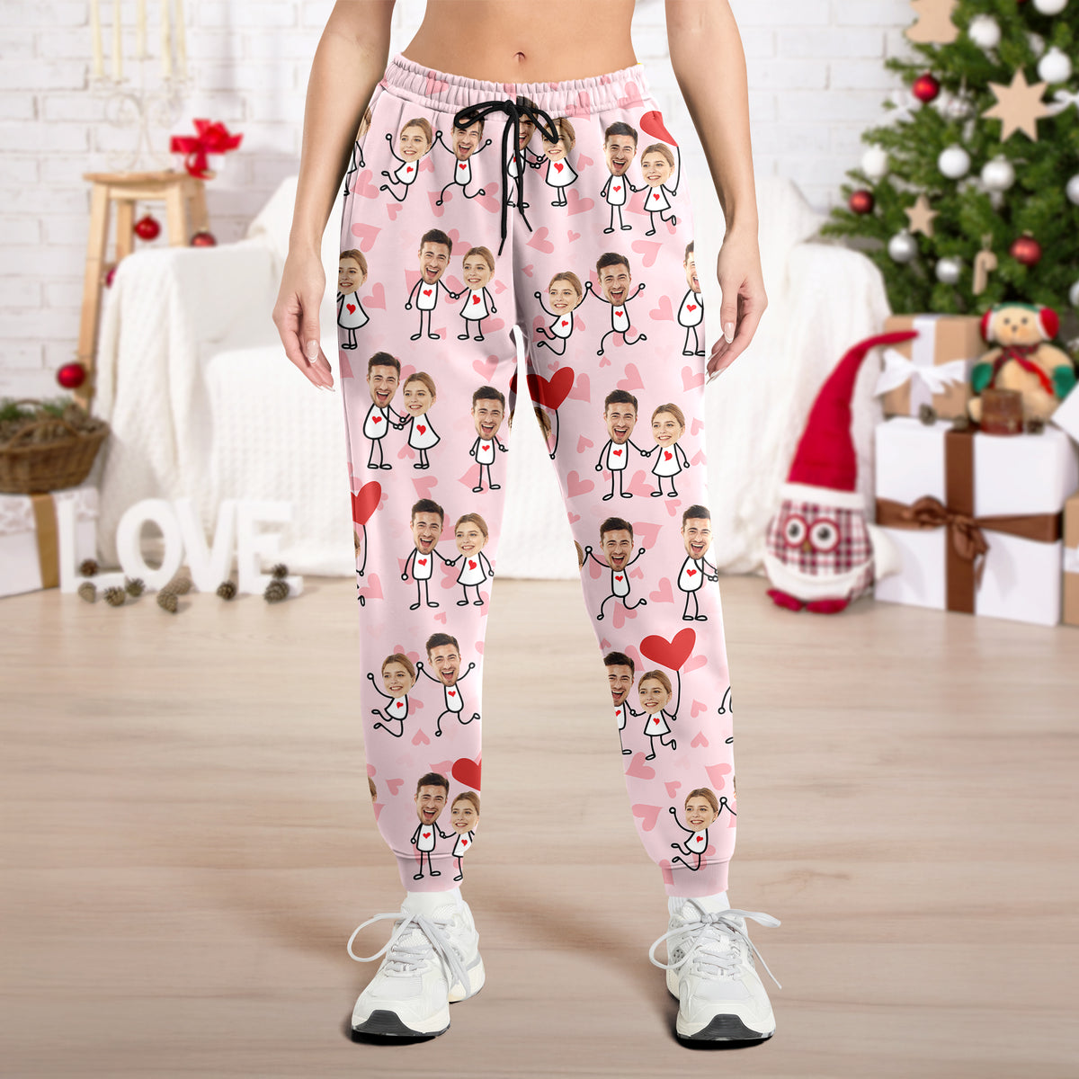 Custom Face Fun Couple Sweatpants Christmas Gift, Valentine Day's Gift HA75 898400