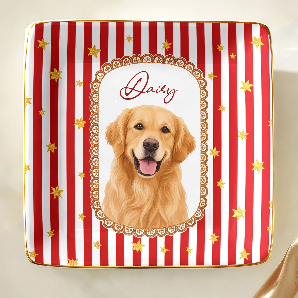 Custom Cartoon Pet Photo Vintage Jewelry Dish Gift For Pet Lovers LM32 669739