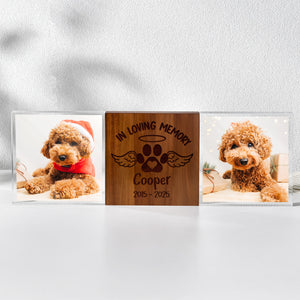 Custom Photo In loving Memory Dog Memorial Wooden & Acrylic Photo Block Set HA75 892700