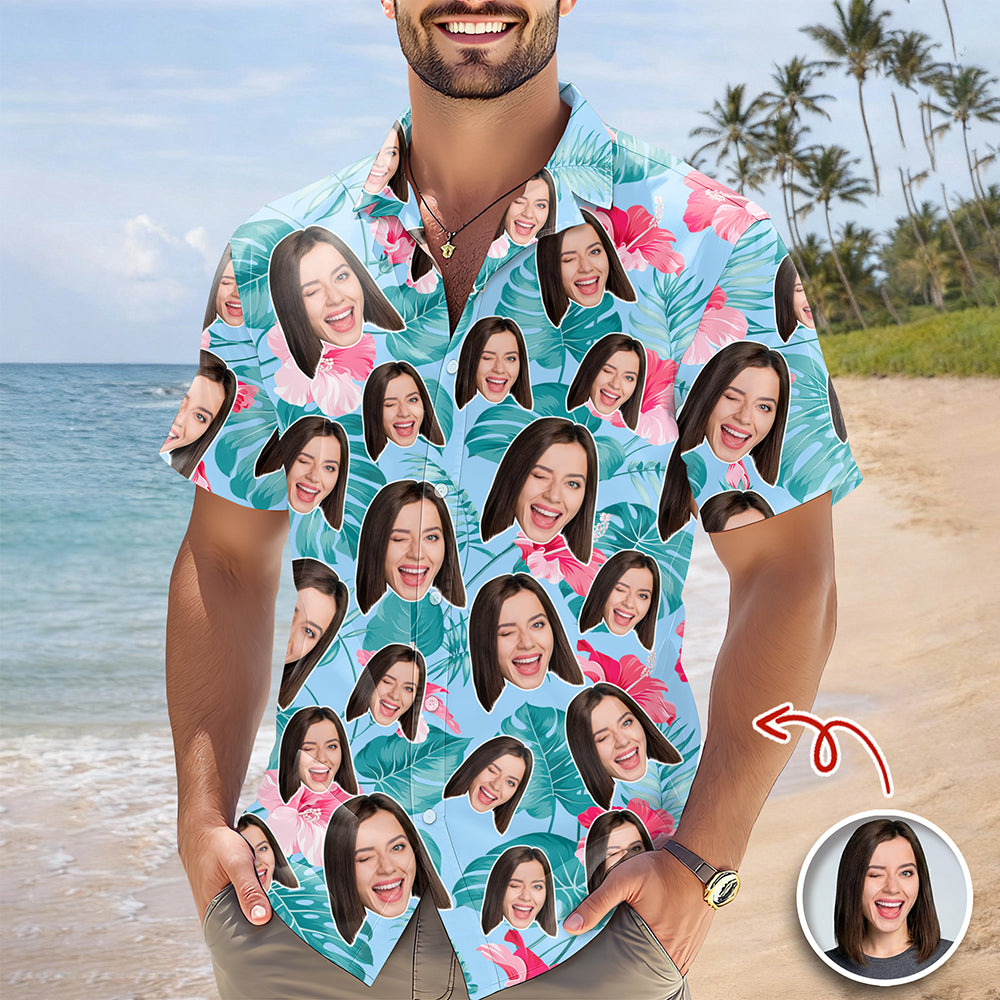 Custom Face Photo Tropical Aloha Hawaii Shirt TH10 169449