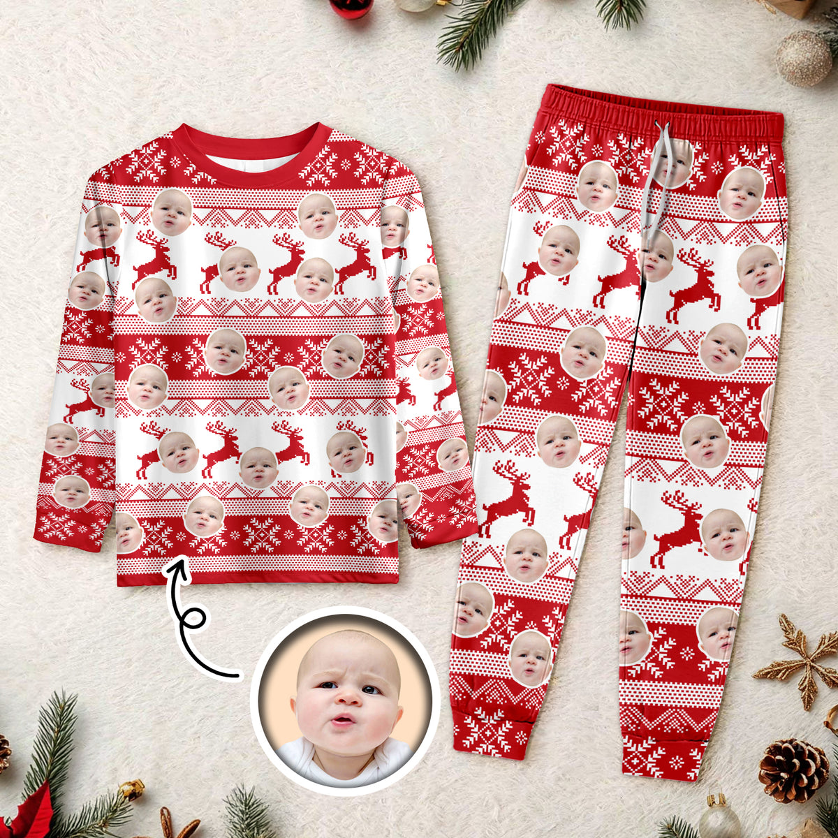 Custom Photo Christmas Face Sleepwear Xmas Fun HO82 900154