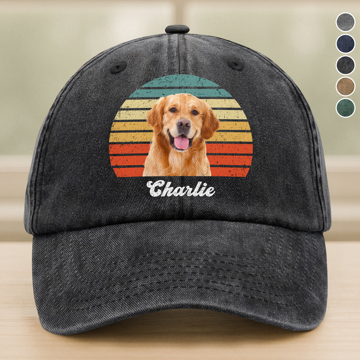Custom Photo Dog Vintage Retro Washed Denim Baseball Cap HA75 897228