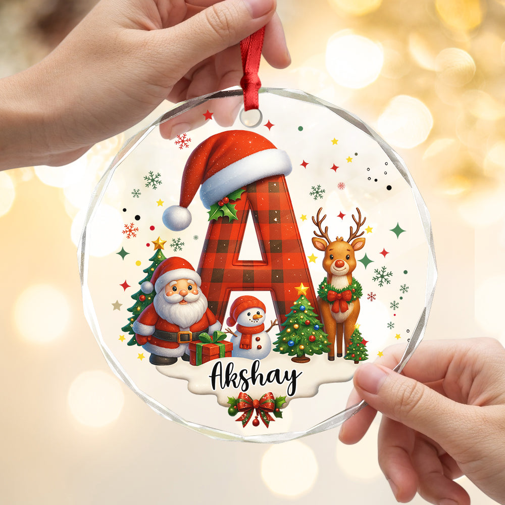 Custom Alphabet Personalized Christmas Glass Ornament HA75 897564