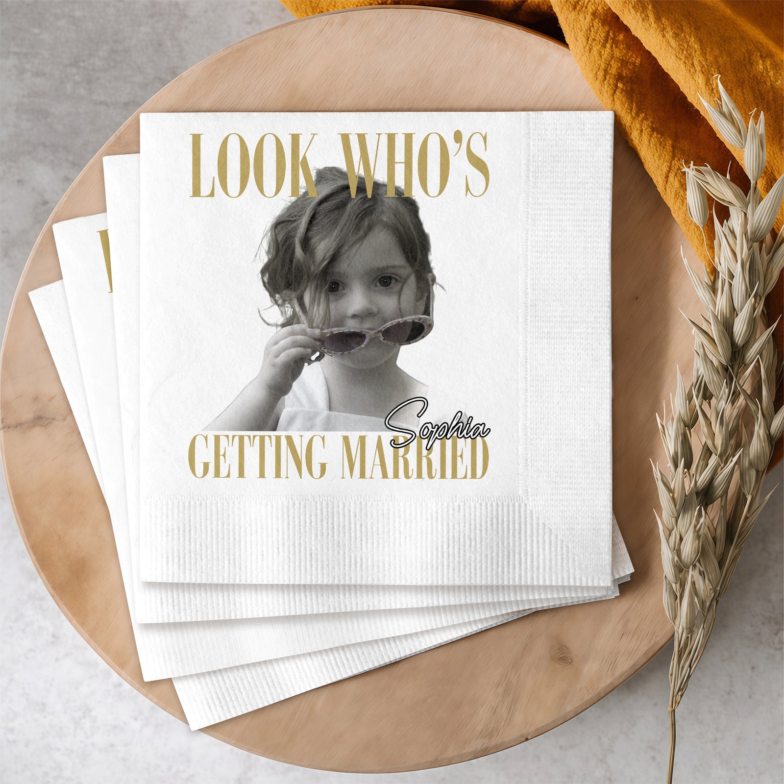 Custom Photo Look Who's Getting Married Napkins - Personalized Bachelorette Gift LM32 669597