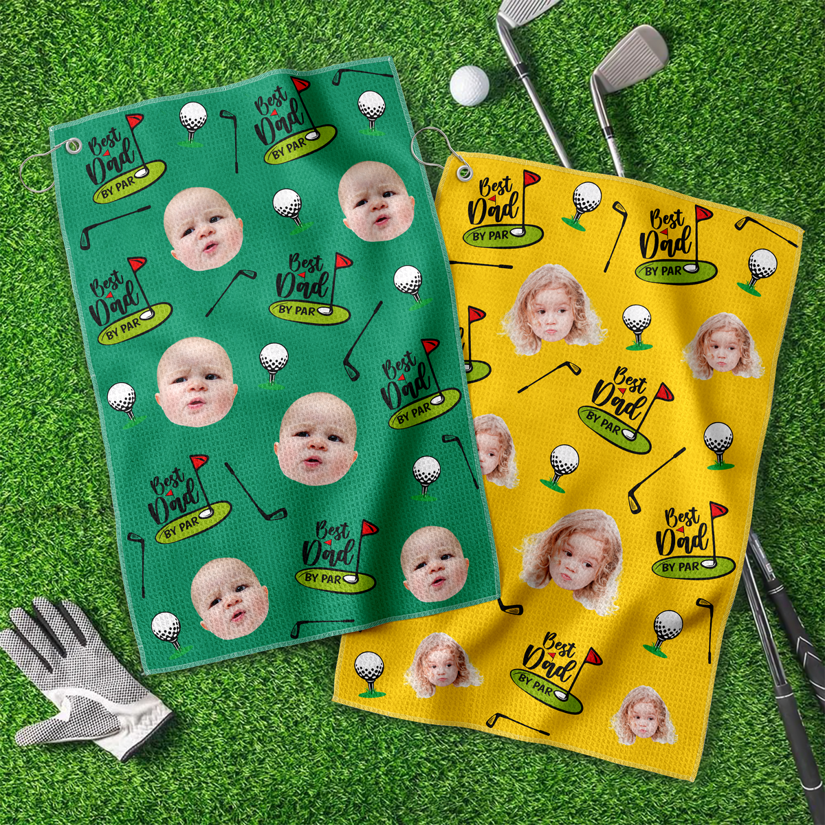 Custom Face Kid Best Dad By Par Funny Golf Towel HA75 892574