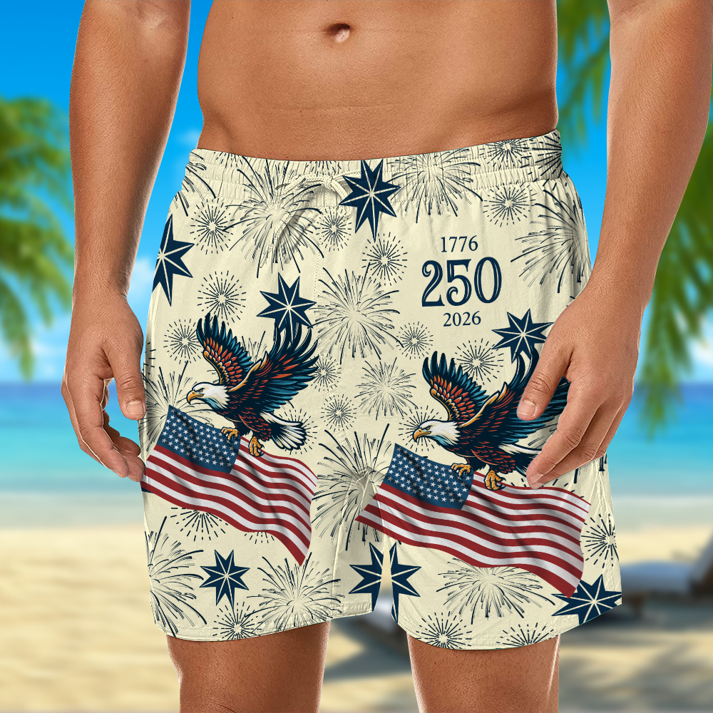 USA 250 Anniversary Eagle 1776-2026 Beach Short HA75 920182